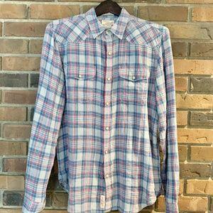 Lucky Brand Western Shirt - Grey Plaid - Medium